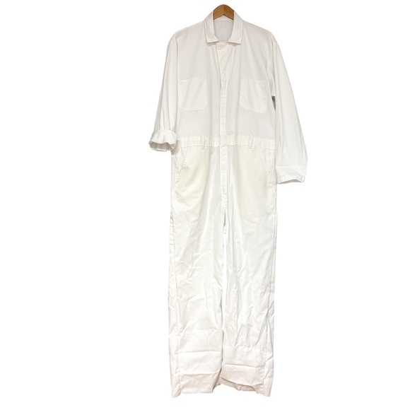 coveralls RED KAP L/XL white poly cotton long sleeve belt loops zip up - Picture 3 of 14